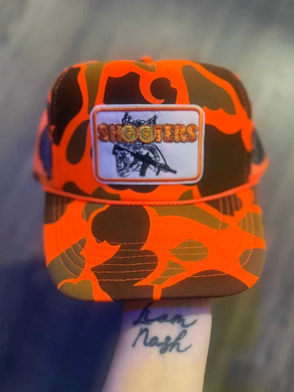 Shooters Vintage Inspired Camo Trucker Hat Blaze Orange Snapback NEW